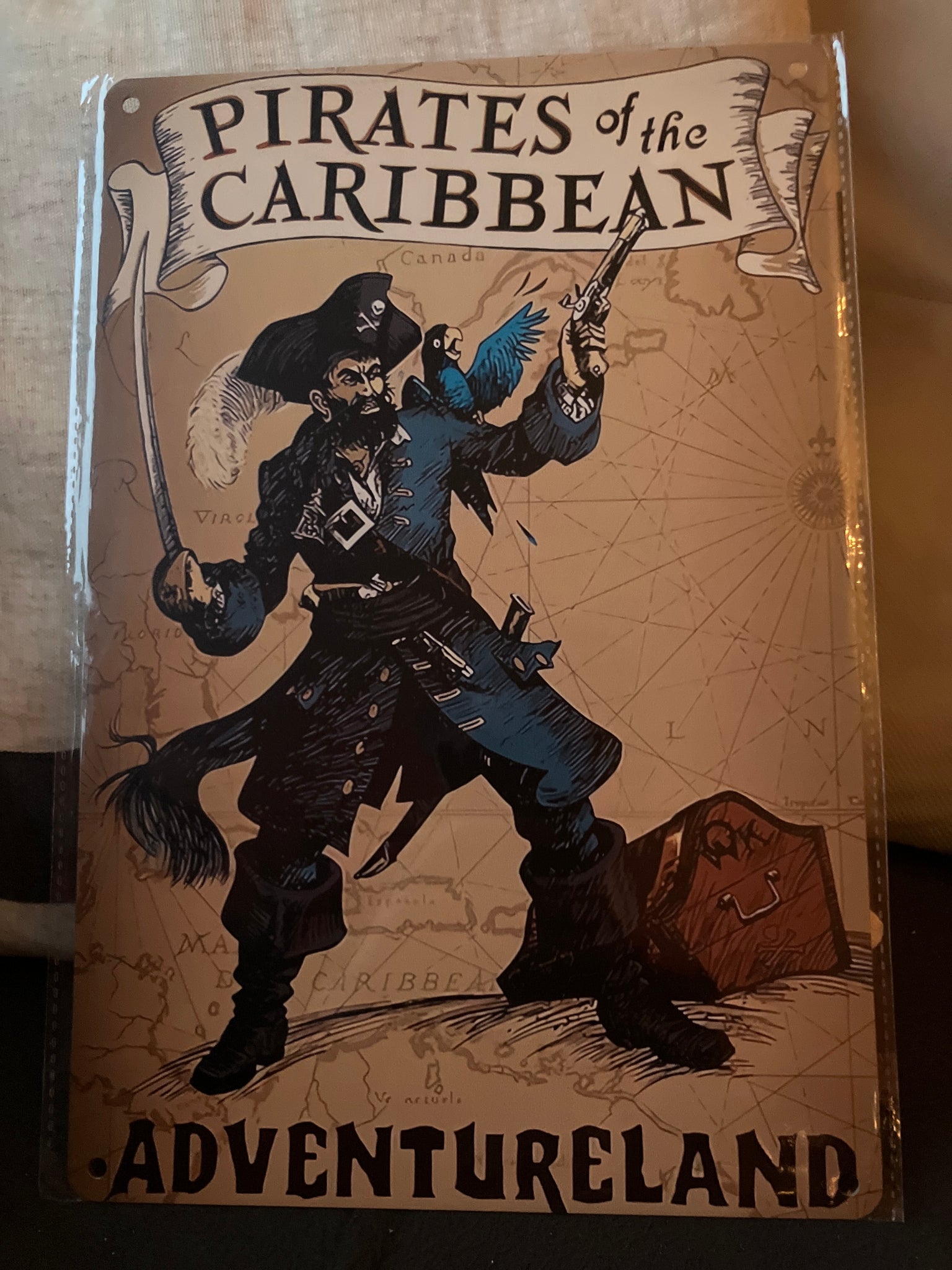 Cartel metálico de Piratas del Caribe